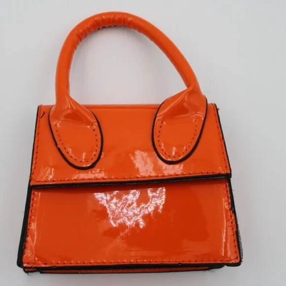SHEIN Mini Patent Handbag – Orange & Black - Picture 7 of 7